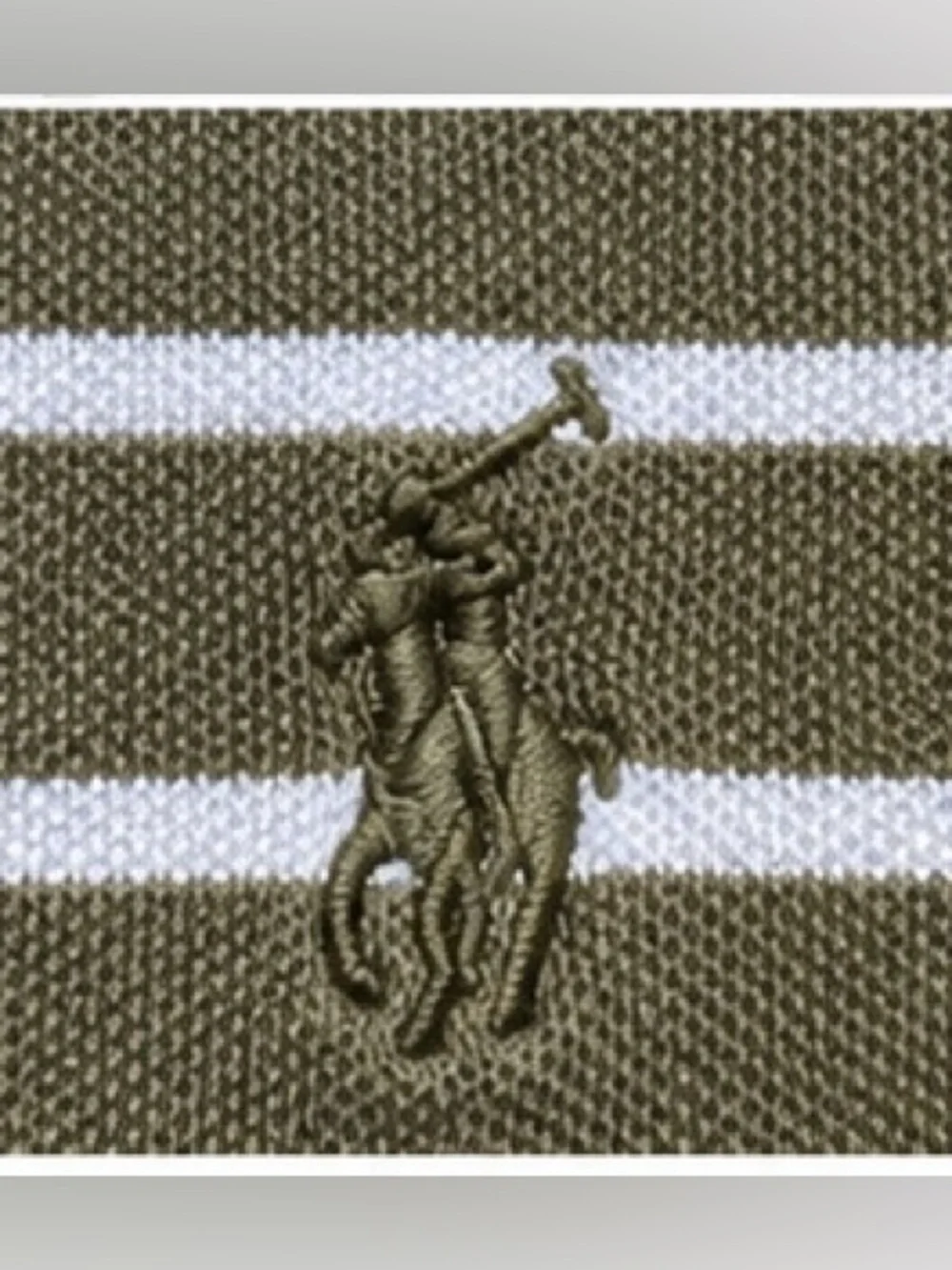 Polo by Ralph Lauren Men’s XL Pima Cotton Striped Polo Shirt Olive Green White